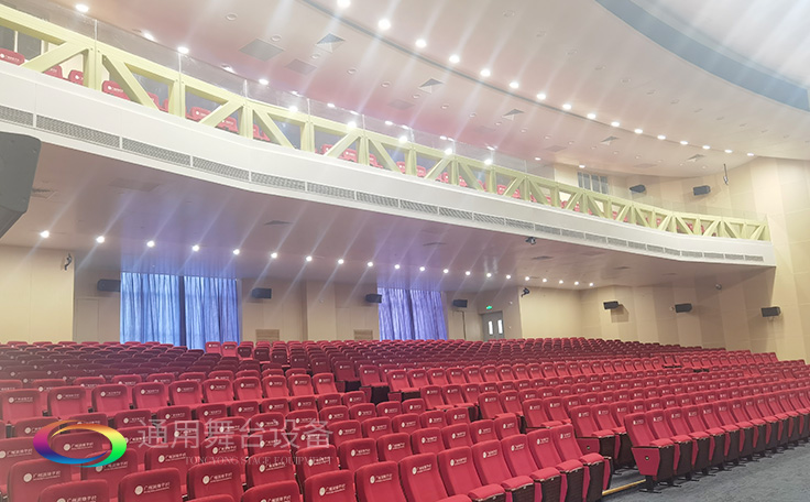 廣州雅源學校舞臺阻燃幕布、舞臺座椅、舞臺燈光、舞臺音響效果展示